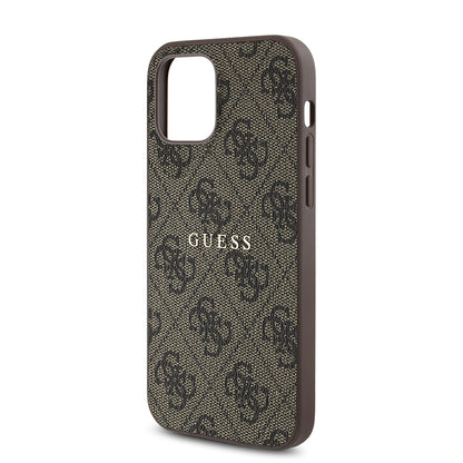 iPhone 12 Pro Kılıf Guess Orijinal Lisanslı M-safe Şarj Özellikli 4G Desen Yazı Logolu Kılıf