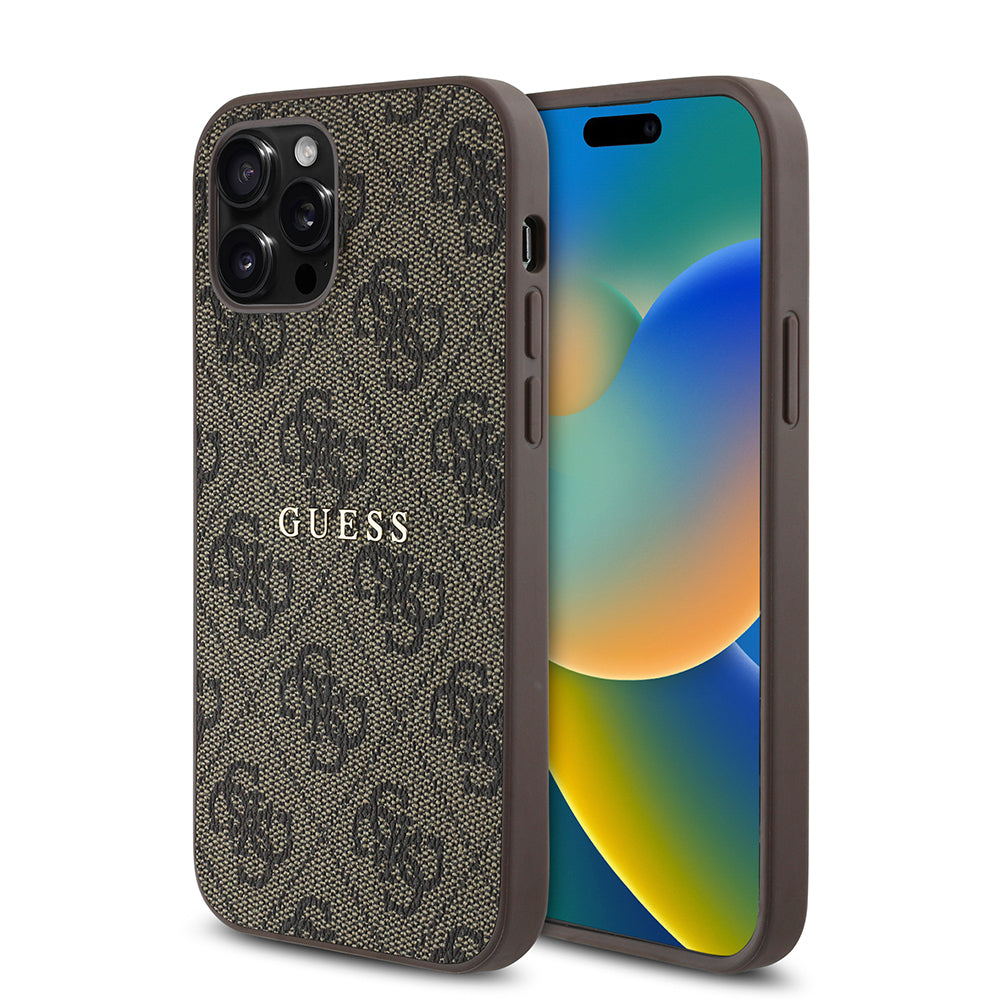 iPhone 12 Pro Kılıf Guess Orijinal Lisanslı M-safe Şarj Özellikli 4G Desen Yazı Logolu Kılıf