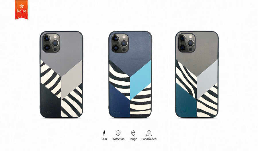 iPhone 12 Pro Kılıf Kajsa Glamorous Serisi Zebra Combo Kılıf