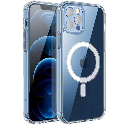 iPhone 12 Pro Kılıf M-safe Şarj Özellikli Şeffaf Sert PC Zore Embos Kılıf