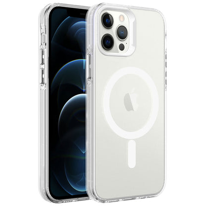 iPhone 12 Pro Kılıf Zore M-safe Şarj Özellikli Buzlu Transparan C-Pro Sert Kılıf
