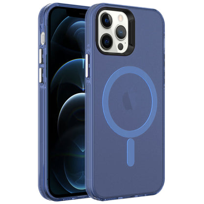 iPhone 12 Pro Kılıf Zore M-safe Şarj Özellikli Buzlu Transparan C-Pro Sert Kılıf