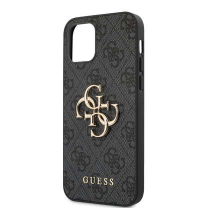 iPhone 12 Pro Max Kılıf Guess Orijinal Lisanslı PU Deri Büyük Metal Logo Dizaynlı Kılıf