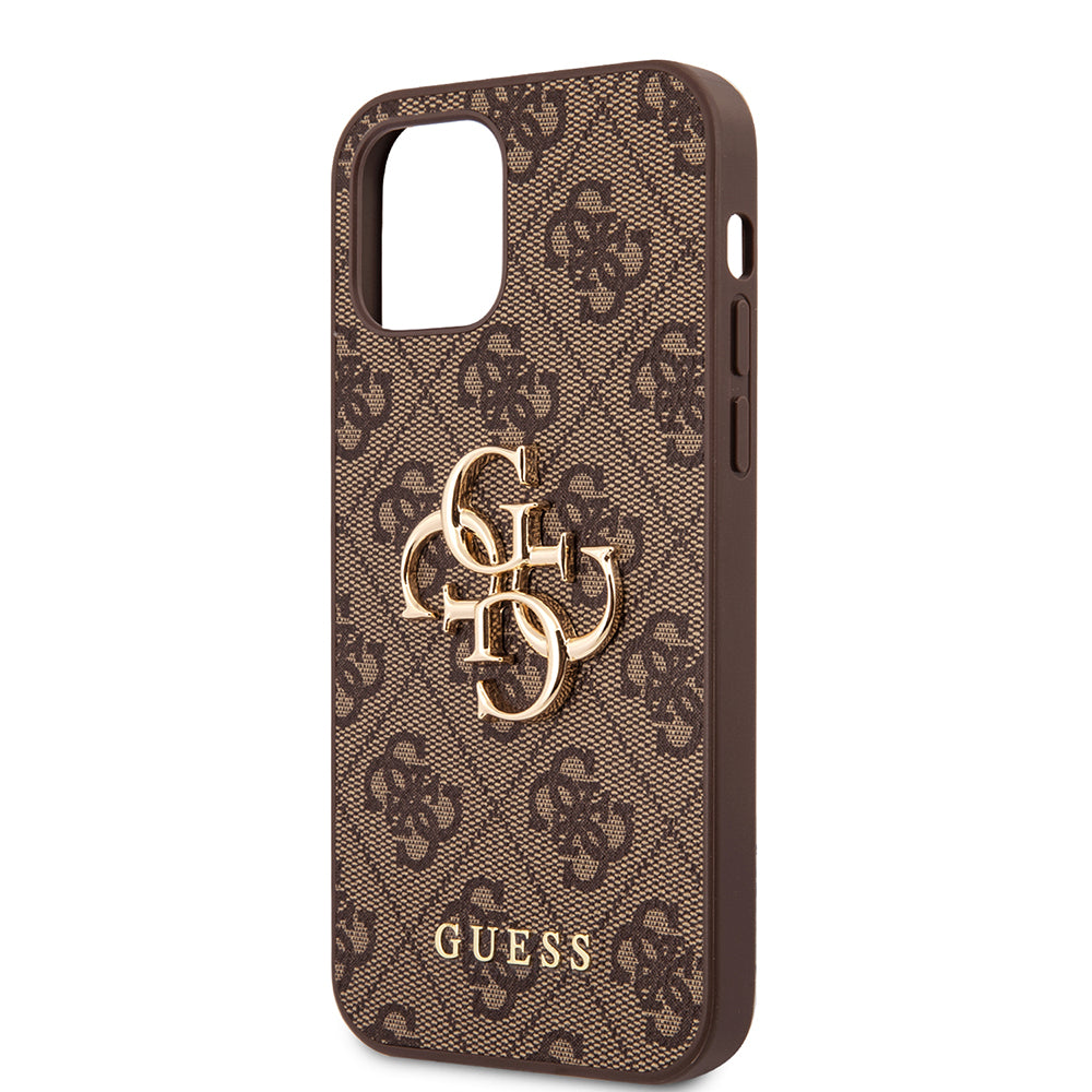 iPhone 12 Pro Max Kılıf Guess Orijinal Lisanslı PU Deri Büyük Metal Logo Dizaynlı Kılıf