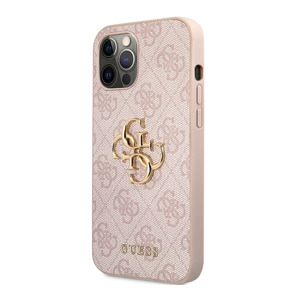 iPhone 12 Pro Max Kılıf Guess Orijinal Lisanslı PU Deri Büyük Metal Logo Dizaynlı Kılıf