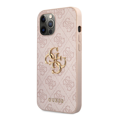 iPhone 12 Pro Max Kılıf Guess Orijinal Lisanslı PU Deri Büyük Metal Logo Dizaynlı Kılıf
