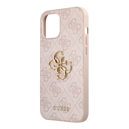 iPhone 12 Pro Max Kılıf Guess Orijinal Lisanslı PU Deri Büyük Metal Logo Dizaynlı Kılıf