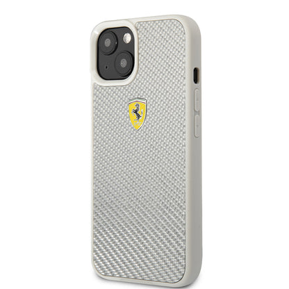 iPhone 13 Kılıf Ferrari Orijinal Lisanlı Klasik Metal Logolu Karbon Dizayn Kılıf