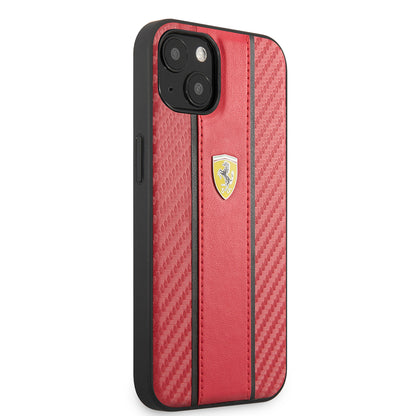 iPhone 13 Kılıf Ferrari Orijinal Lisanslı PU Deri Ve Karbon Dizayn Kılıf