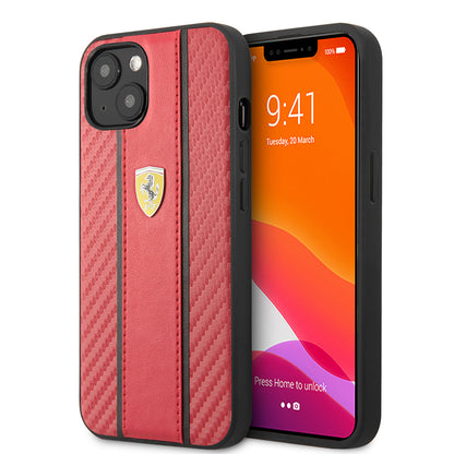 iPhone 13 Kılıf Ferrari Orijinal Lisanslı PU Deri Ve Karbon Dizayn Kılıf