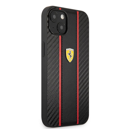 iPhone 13 Kılıf Ferrari Orijinal Lisanslı PU Deri Ve Karbon Dizayn Kılıf