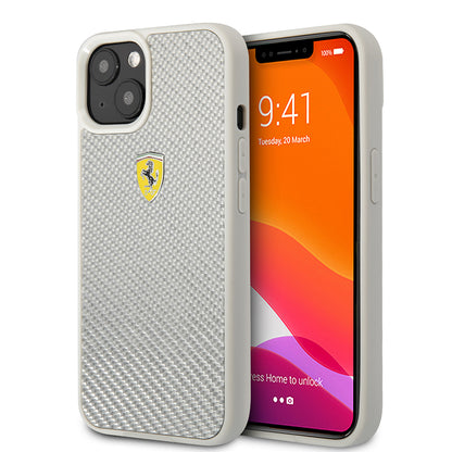 iPhone 13 Kılıf Ferrari orijinal Lisanlı Klasik Metal Logolu Karbon Dizayn Kılıf