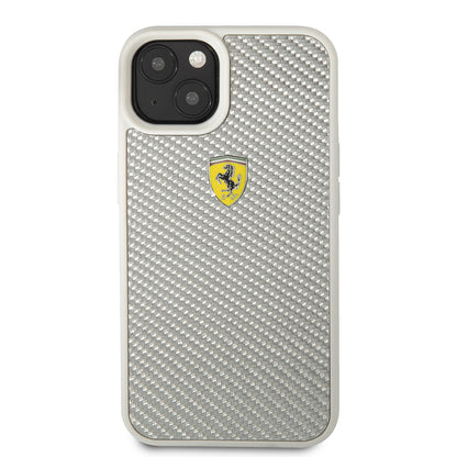 iPhone 13 Kılıf Ferrari orijinal Lisanlı Klasik Metal Logolu Karbon Dizayn Kılıf