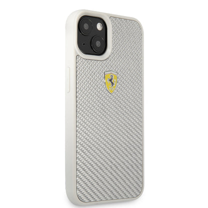 iPhone 13 Kılıf Ferrari orijinal Lisanlı Klasik Metal Logolu Karbon Dizayn Kılıf