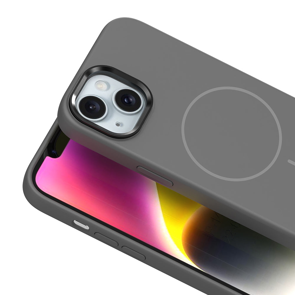 iPhone 13 Kılıf M-Safe Şarj Özellikli Metal Kamera Çerçeveli Zore Edi Silikon Kılıf