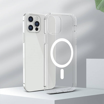 iPhone 13 Kılıf M-safe Şarj Özellikli Airbagli Şeffaf PC Arka Yüzey Recci Magnetik Suction Serisi Kılıf