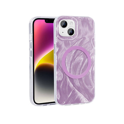 iPhone 13 Kılıf M-safe Şarj Özellikli Fırça Boya Desenli Zore Palet Kılıf