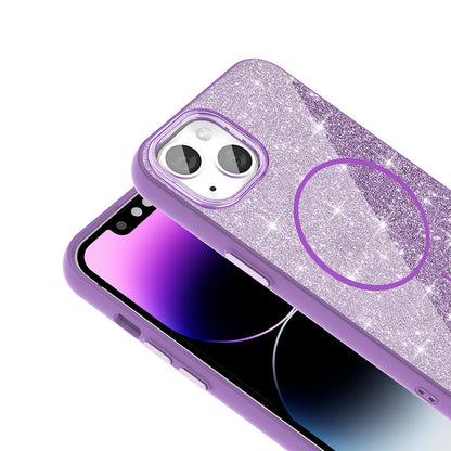 iPhone 13 Kılıf M-safe Şarj Özellikli Parlayan Simli Zore Okso Kılıf