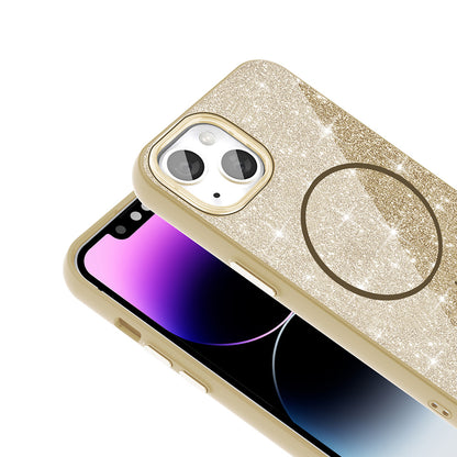 iPhone 13 Kılıf M-safe Şarj Özellikli Parlayan Simli Zore Okso Kılıf