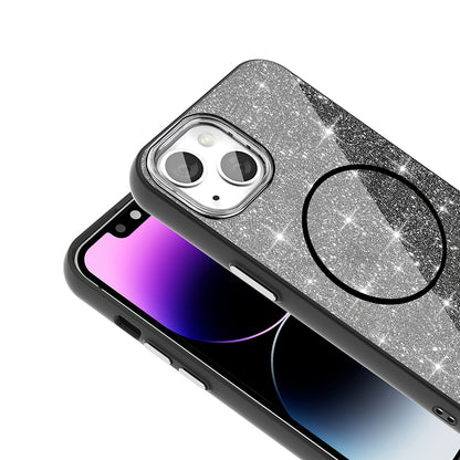 iPhone 13 Kılıf M-safe Şarj Özellikli Parlayan Simli Zore Okso Kılıf