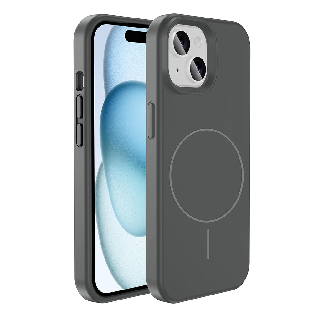 iPhone 13 Kılıf M-safe Şarj Özellikli Sıvı Teknolojili Silinebilir Sert Zore Kivi Kılıf