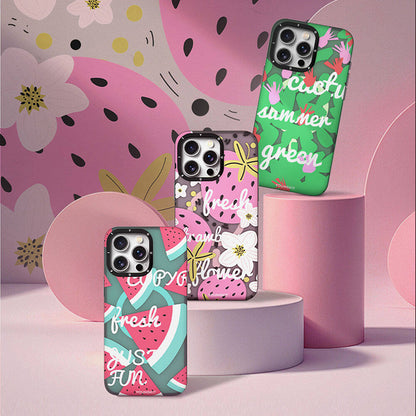 iPhone 13 Kılıf M-safe Şarj Özellikli Yaz Meyvesi Desenli Youngkit Fruity Flavour Serisi Kılıf