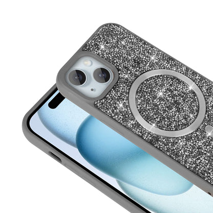 iPhone 13 Kılıf Pırlanta Tasarımlı M-safe Şarj Özellikli Zore Mozaik Silikon Kılıf