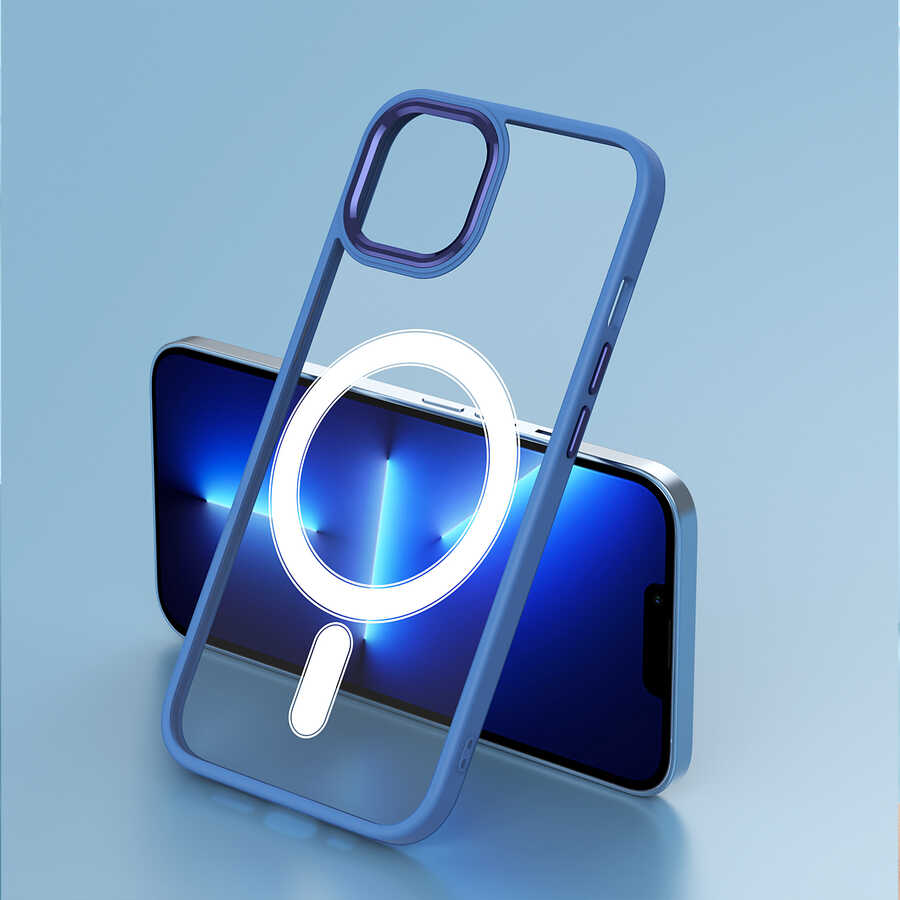 iPhone 13 Kılıf Wireless Şarj Özellikli Zore Krom M-safe Silikon Kılıf