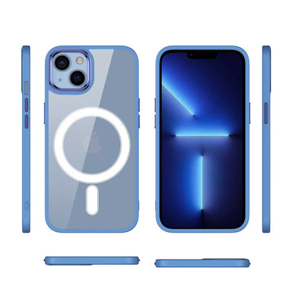 iPhone 13 Kılıf Wireless Şarj Özellikli Zore Krom M-safe Silikon Kılıf