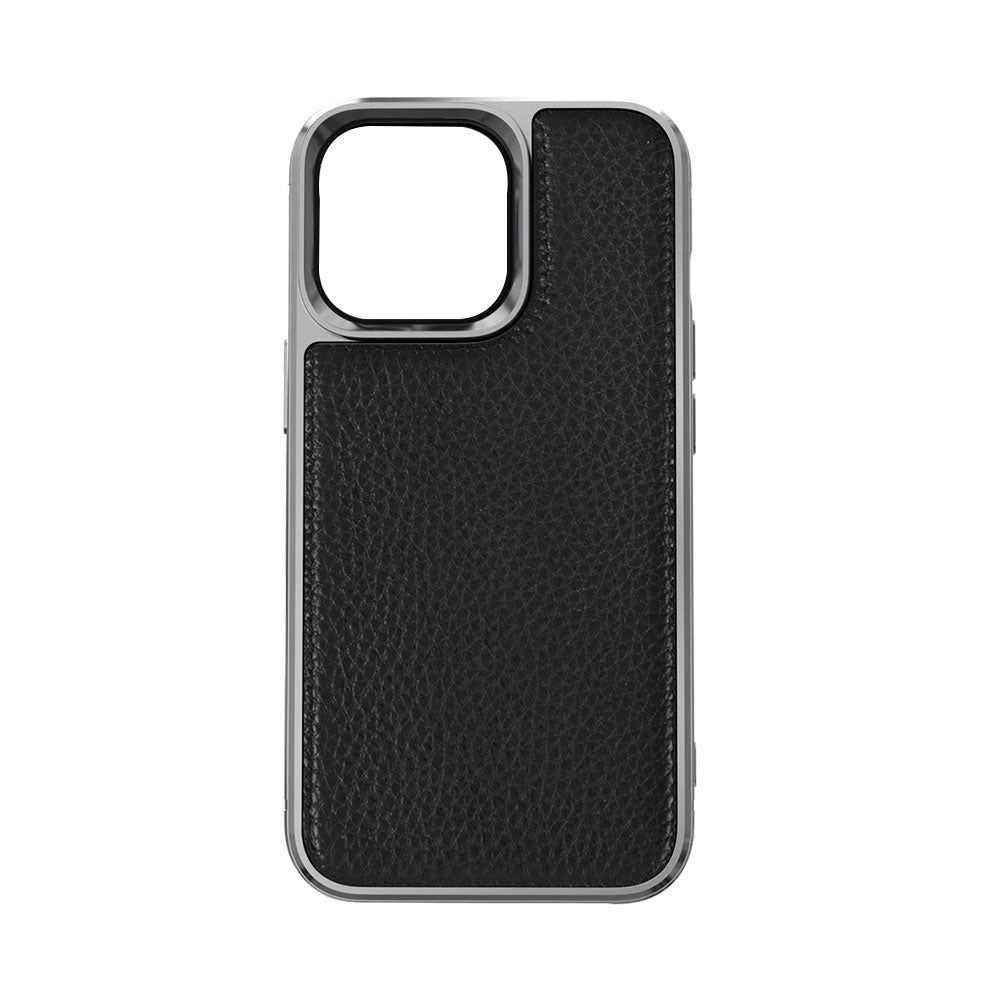 iPhone 13 Kılıf Wiwu Genuine Leather Silver Calfskin Orijinal Deri Kılıf