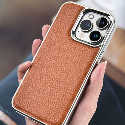 iPhone 13 Kılıf Wiwu Genuine Leather Silver Calfskin Orijinal Deri Kılıf