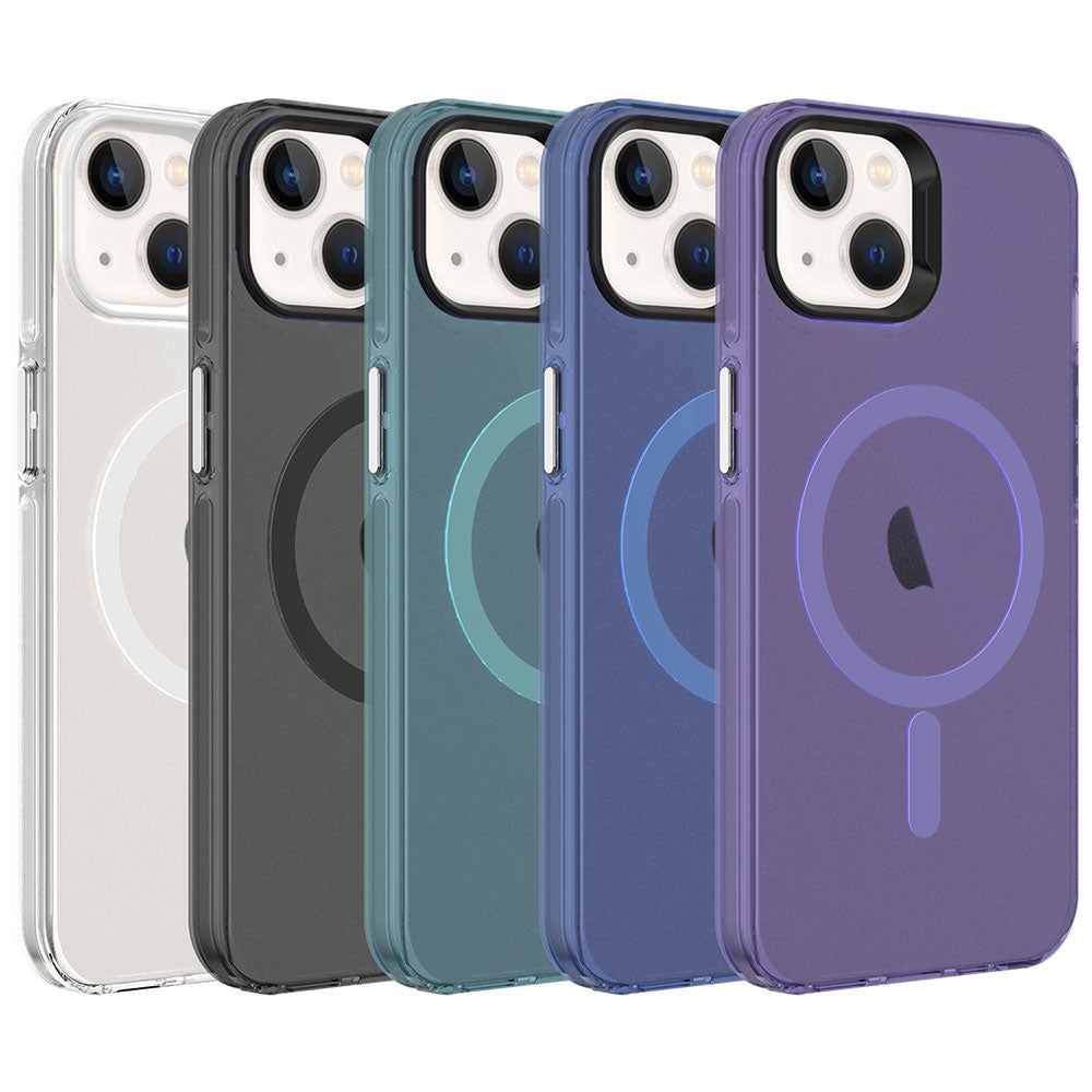 iPhone 13 Kılıf Zore M-safe Şarj Özellikli Buzlu Transparan C-Pro Sert Kılıf