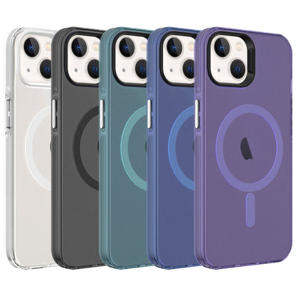 iPhone 13 Kılıf Zore M-safe Şarj Özellikli Buzlu Transparan C-Pro Sert Kılıf