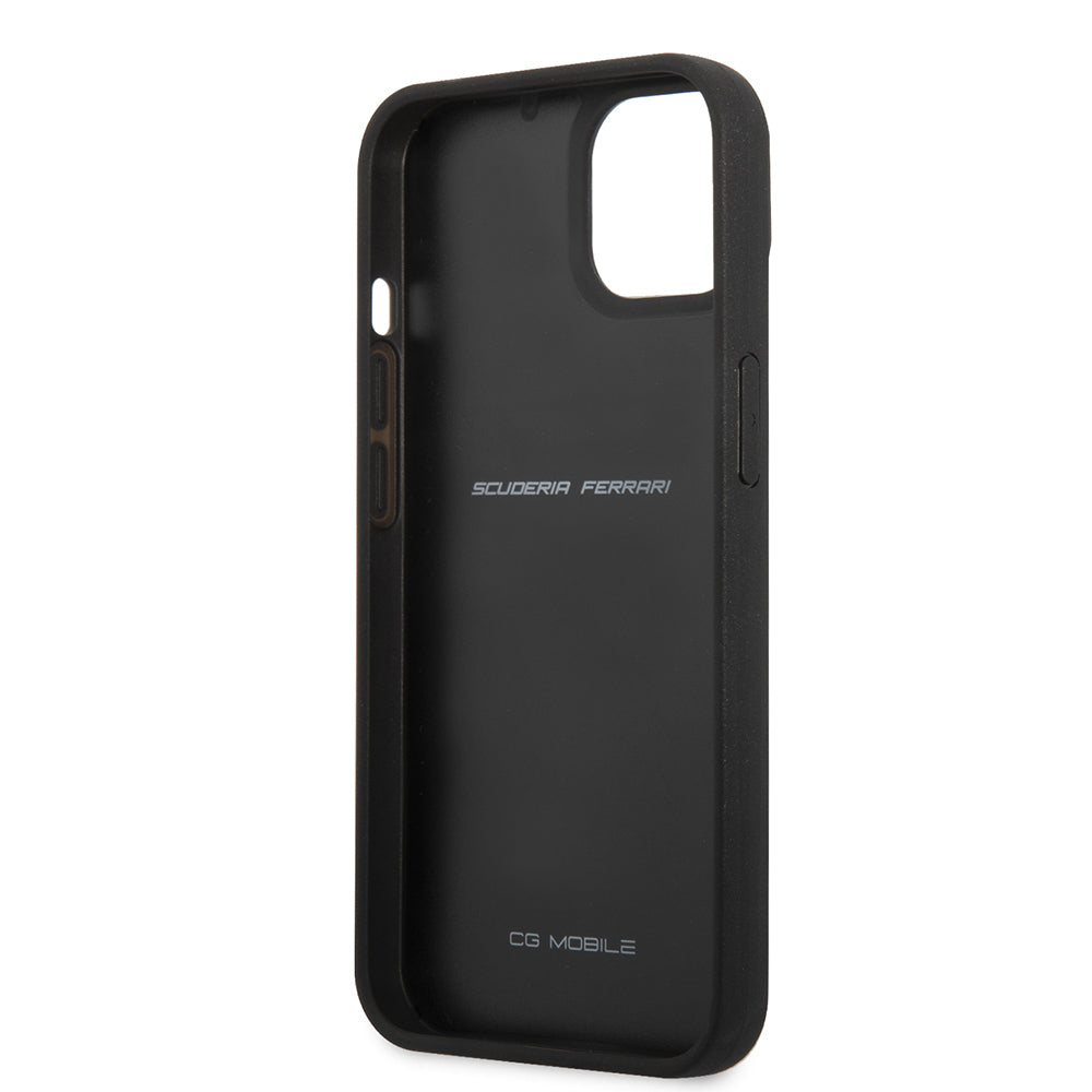 iPhone 13 Mini Kılıf Ferrari Orijinal Lisanlı Klasik Metal Logolu Karbon Dizayn Kılıf