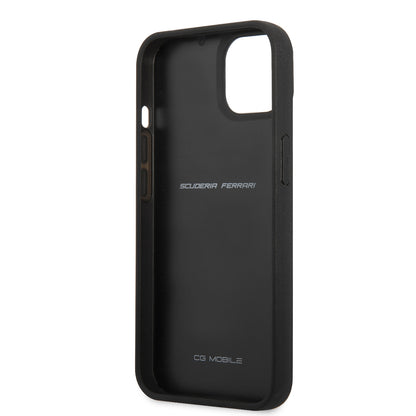 iPhone 13 Mini Kılıf Ferrari Orijinal Lisanlı Klasik Metal Logolu Karbon Dizayn Kılıf