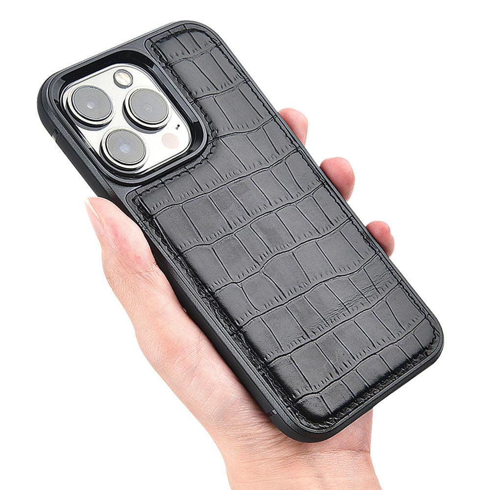 iPhone 13 Mini Kılıf Wiwu Croco Pattern Calfskin Orjinal Deri Kılıf