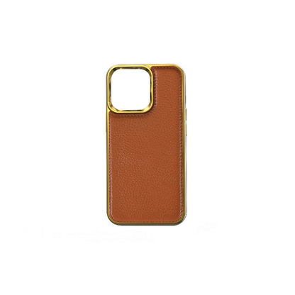 iPhone 13 Mini Kılıf Wiwu Genuine Leather Gold Calfskin Orjinal Deri Kılıf