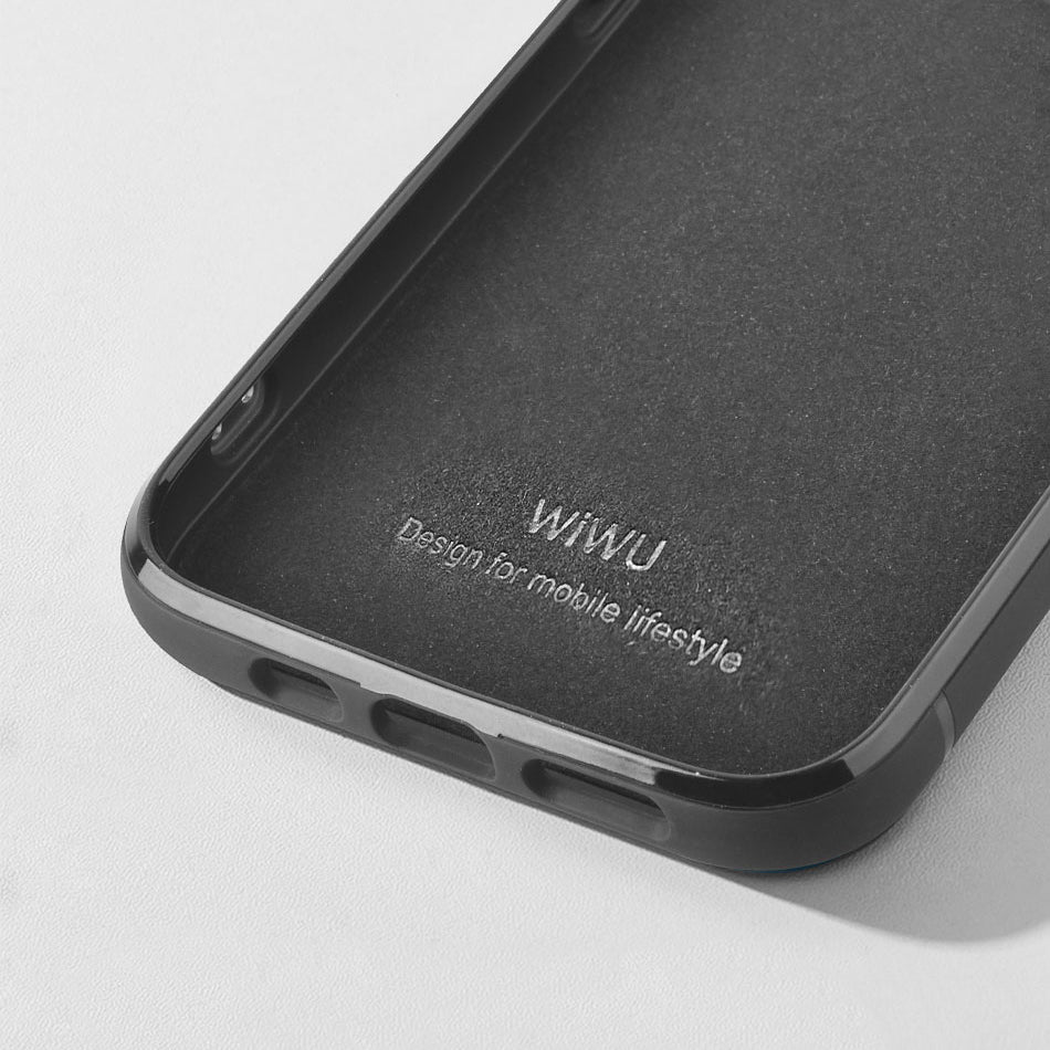 iPhone 13 Mini Kılıf Wiwu Genuine Leather Plastic Calfskin Orjinal Deri Kılıf