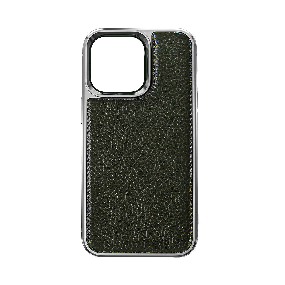 iPhone 13 Mini Kılıf Wiwu Genuine Leather Silver Calfskin Orjinal Deri Kılıf