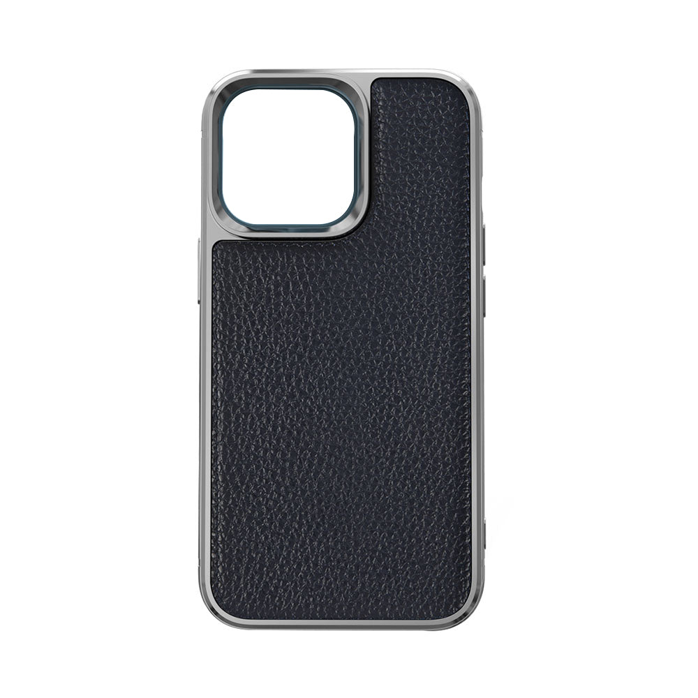 iPhone 13 Mini Kılıf Wiwu Genuine Leather Silver Calfskin Orjinal Deri Kılıf
