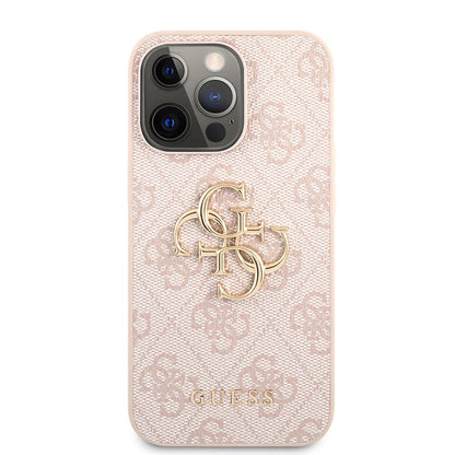 iPhone 13 Pro Kılıf Guess Orijinal Lisanslı PU Deri 4G Desenli Metal Büyük 4G ve Yazı Logolu Kılıf