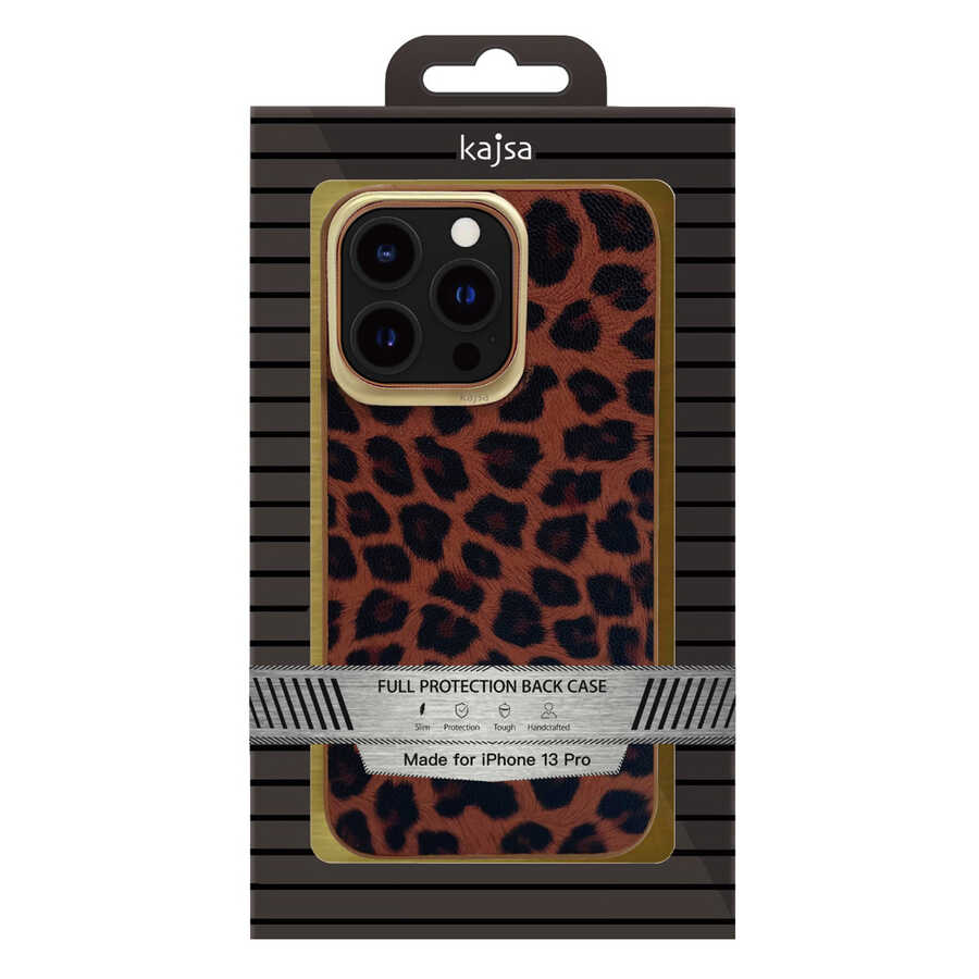 iPhone 13 Pro Kılıf Kajsa Glamorous Serisi Leopard Combo Kılıf