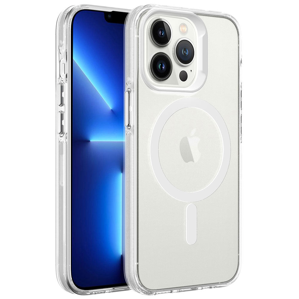 iPhone 13 Pro Kılıf Zore M-safe Şarj Özellikli Buzlu Transparan C-Pro Sert Kılıf