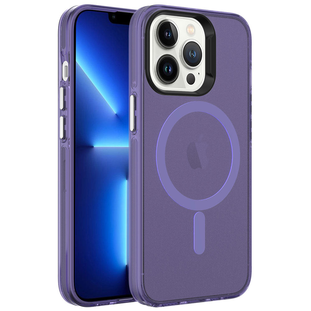 iPhone 13 Pro Kılıf Zore M-safe Şarj Özellikli Buzlu Transparan C-Pro Sert Kılıf