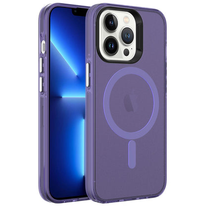 iPhone 13 Pro Kılıf Zore M-safe Şarj Özellikli Buzlu Transparan C-Pro Sert Kılıf