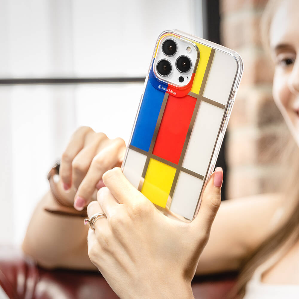 iPhone 13 Pro Max Kılıf Çift IMD Baskılı Lisanslı Switcheasy Artist Mondrian Kılıf