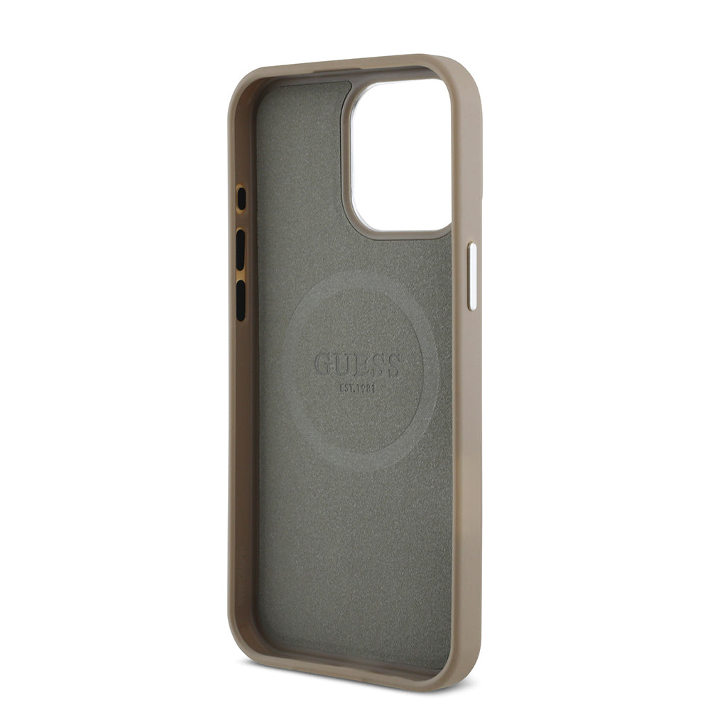 iPhone 13 Pro Max Kılıf Guess Orijinal Lisanslı M-safe Şarj Özellikli Grained Triangle Kılıf