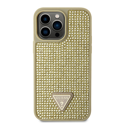 iPhone 13 Pro Max Kılıf Guess Orijinal Lisanslı Taşlı Arka Yüzey Üçgen Logolu Kılıf