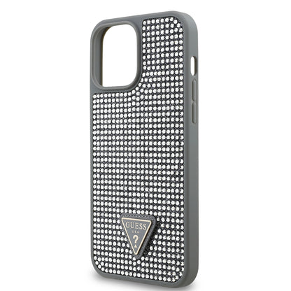 iPhone 13 Pro Max Kılıf Guess Orijinal Lisanslı Taşlı Arka Yüzey Üçgen Logolu Kılıf
