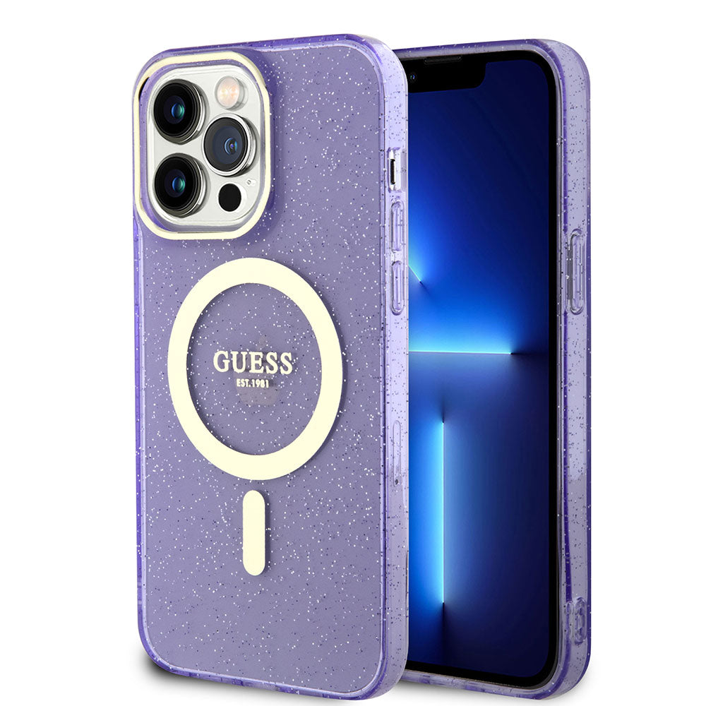 iPhone 13 Pro Max Kılıf GUESS M-safe Şarj Özellikli Glitter Kılıf